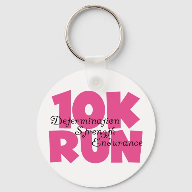 10K Run Pink Sports Running Keychain (Front)