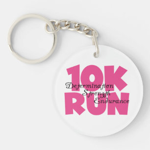 10K Run Pink Sports Running Keychain