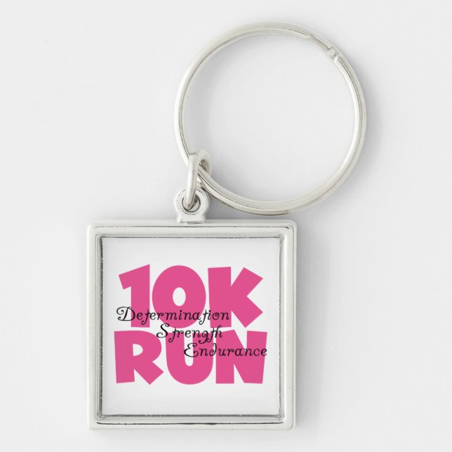 10K Run Pink Sports Running Keychain (Front)