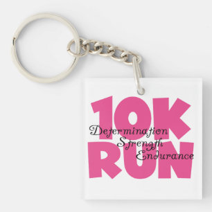 10K Run Pink Sports Running Keychain
