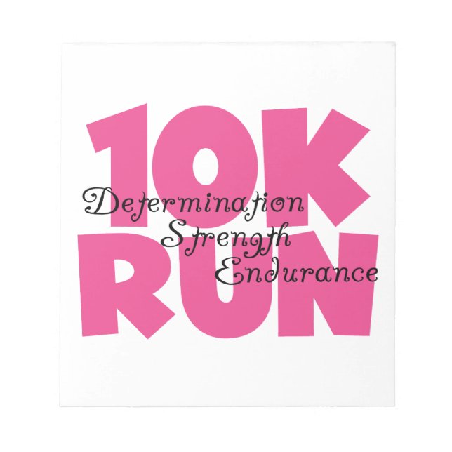 10K Run Pink Sports Running Notepad (Front)