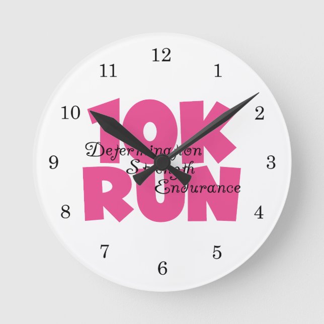 10K Run Pink Sports Running Round Clock (Front)
