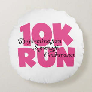 10K Run Pink Sports Running Round Pillow