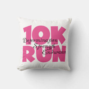 10K Run Pink Sports Running Throw Pillow