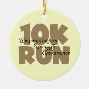 10K Run Tan Sports Running Ceramic Ornament