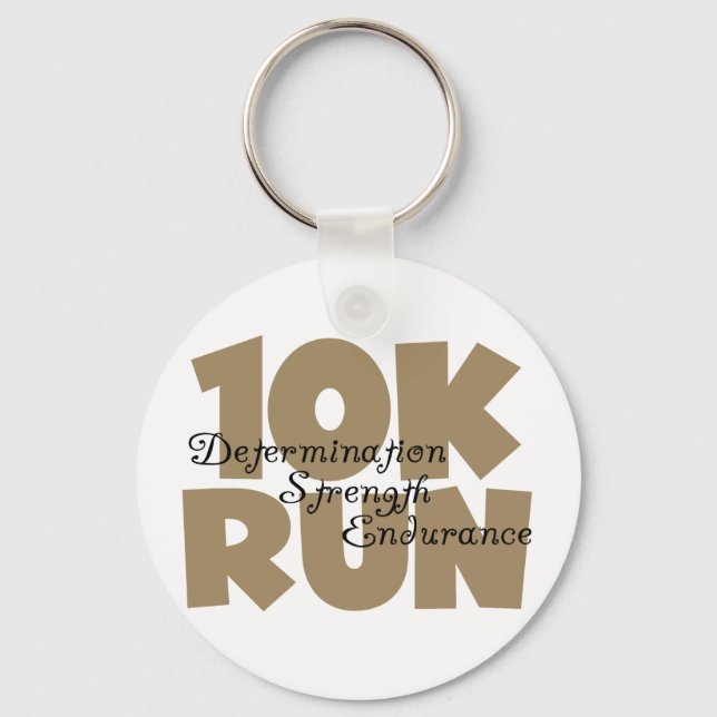 10K Run Tan Sports Running Keychain (Front)