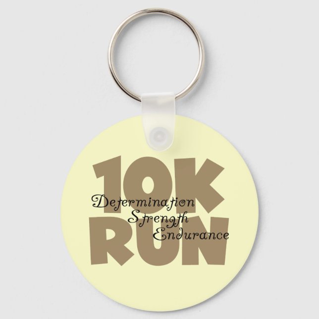 10K Run Tan Sports Running Keychain (Front)