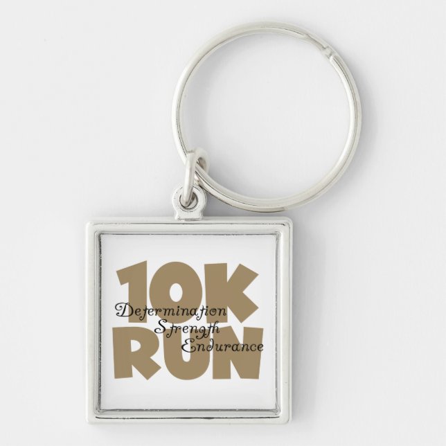 10K Run Tan Sports Running Keychain (Front)