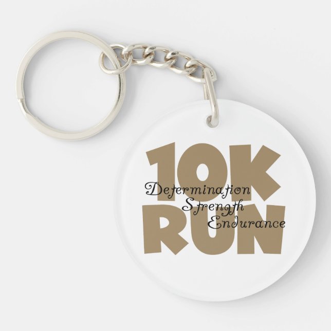 10K Run Tan Sports Running Keychain (Front)