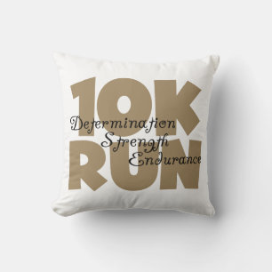 10K Run Tan Sports Running Throw Pillow
