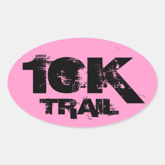 10K Trail Running Oval Decal Black On Pink Oval Sticker