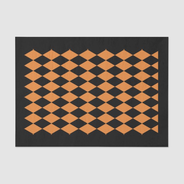 10lb Tissue Paper, HARLEQUIN BLACK & ORANGE Tissue Paper (Front)