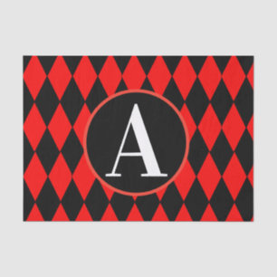 10lb Tissue Paper, RED & BLACK HARLEQUIN MONOGRAM Paper