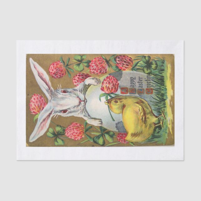 10lb Tissue Paper, White W/ EASTER BUNNY & CHICK Paper (Front)