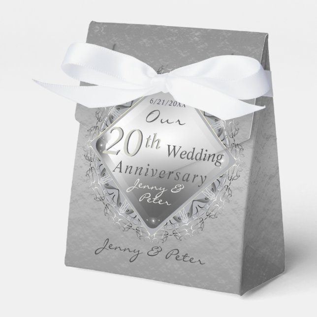 10th.11th.20th,25th,70th Grey Favour Box (Front Side)