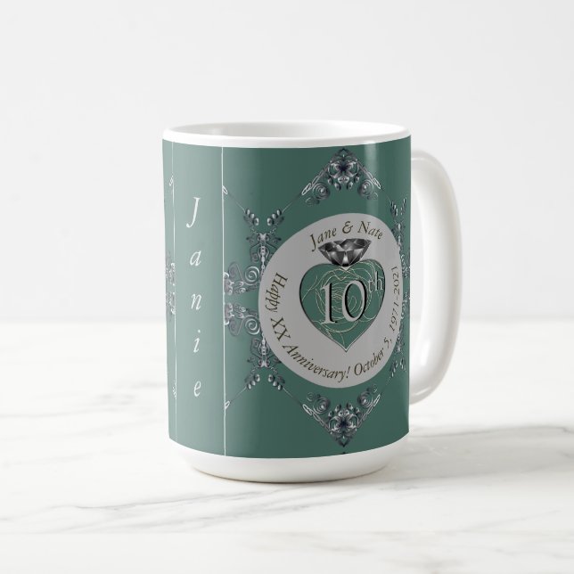 10th/11th/20th/25th/70th/ Wedding Anniversary  Coffee Mug (Front Right)