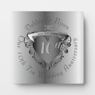 10th,11th,20th,25th Wedding Anniversary Heart  Plaque
