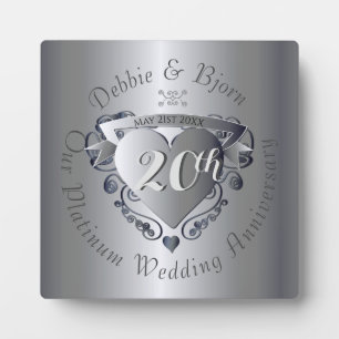 10th,20th,25th,70th Wedding Anniversary Heart Embl Plaque