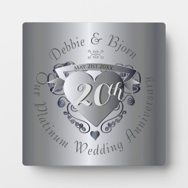 10th,20th,25th,70th Wedding Anniversary Heart Embl Plaque (Front)