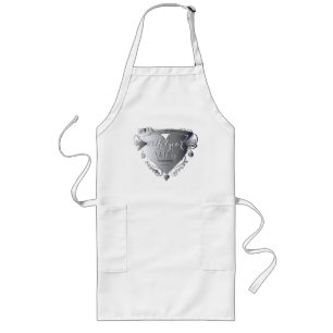 10th,20th,25th,70th Wedding Anniversary Silvery Long Apron