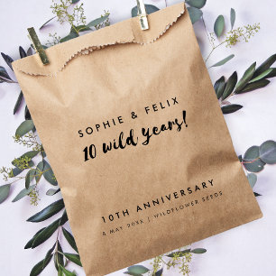 10th Anniversary 10 Wild Years Rustic Kraft Seed Favour Bag