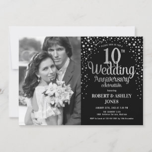 10th Anniversary - Black Silver with Photo Invitation