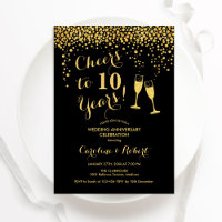 10th Anniversary - Cheers to 10 Years Gold Black