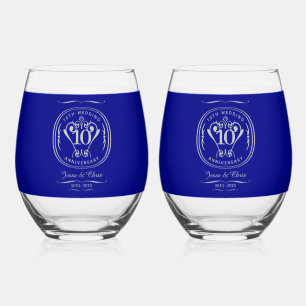 10th Anniversary Drinkware Set Stemless Wine Glass