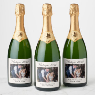 10th Anniversary Gift Personalized Wedding Photo Sparkling Wine Label