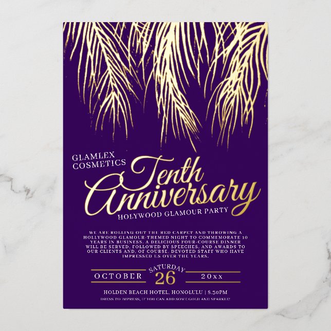 10th anniversary glamour party gold purple palms (Front)