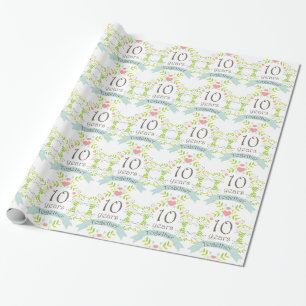 10th Anniversary Love Heart Gift Wrap