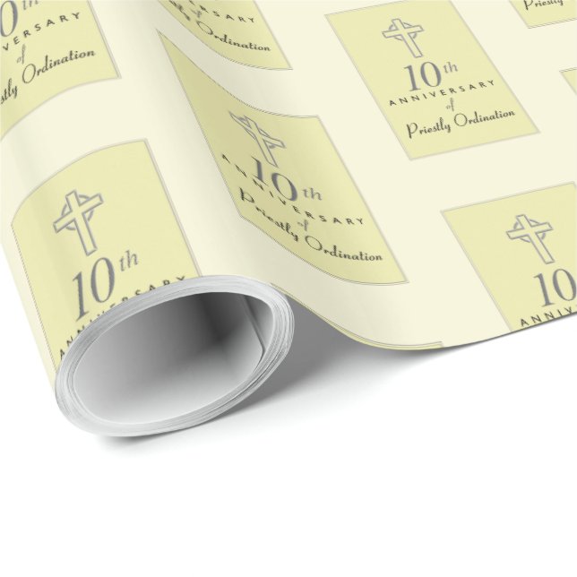 10th Anniversary of Priest Embossed Cross Wrapping Paper (Roll Corner)