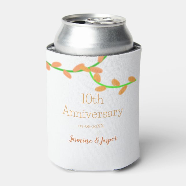 10th anniversary orange lavendar leaf name classic can cooler (Can Front)