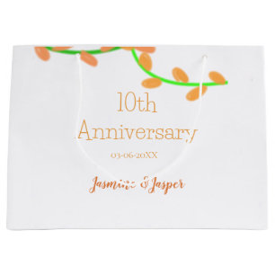 10th anniversary orange lavendar leaf name classic large gift bag