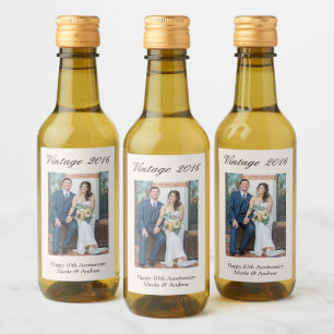 10th Anniversary Party Favor Custom Wedding Photo Wine Label