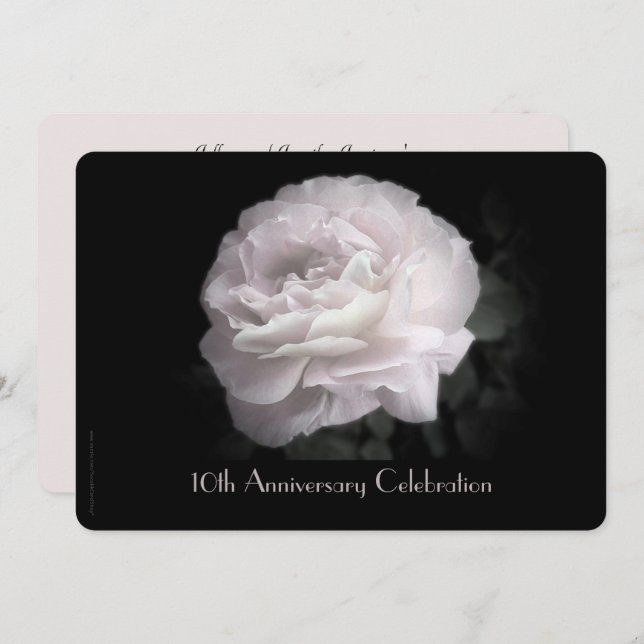 10th Anniversary Party Pale Pink Rose Chic Floral Invitation (Front/Back)