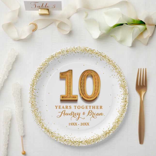 10th Anniversary Personalized Paper Plate (Wedding)