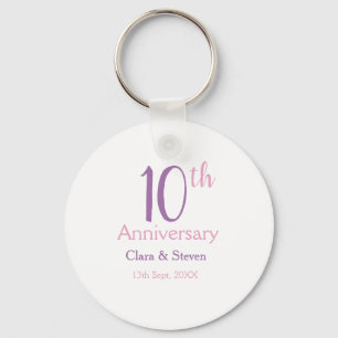 10th anniversary purple pink bold retro name simpl keychain
