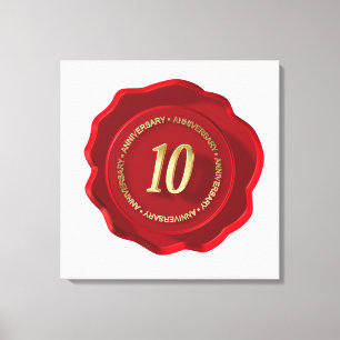 10th anniversary red wax seal canvas print