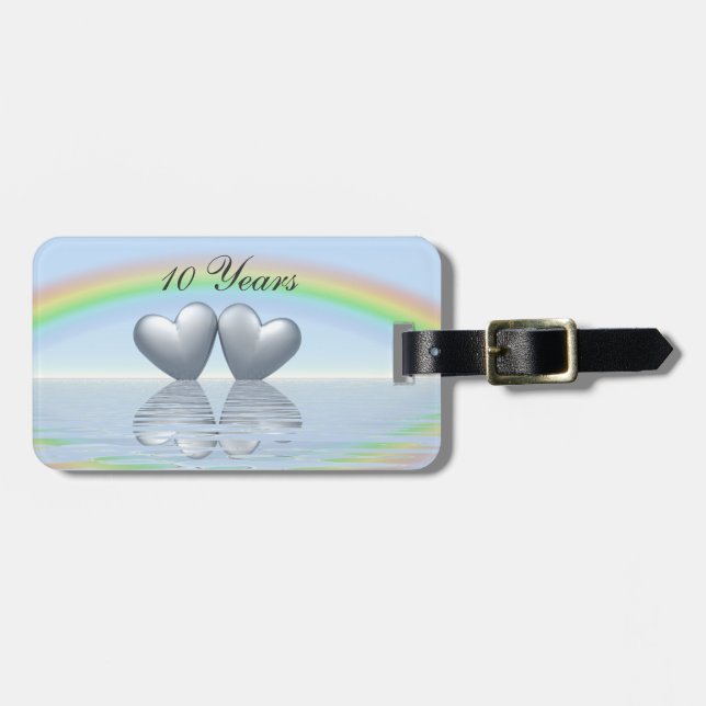 10th Anniversary Tin Hearts Luggage Tag (Front Horizontal)