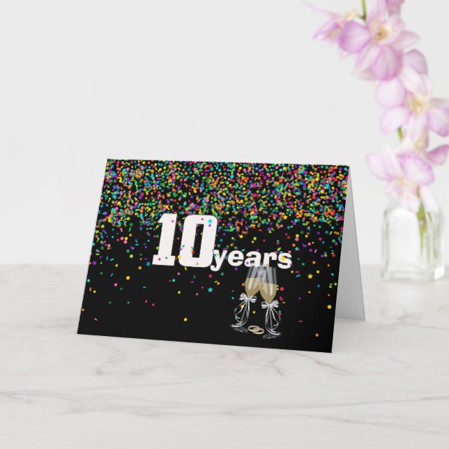 10th anniversary toast in confetti card (Orchid)