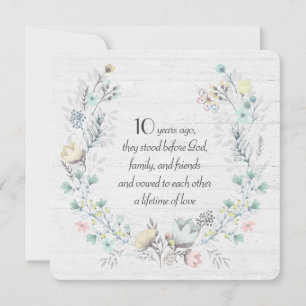 10th Anniversary Wreath On Wood Invitation
