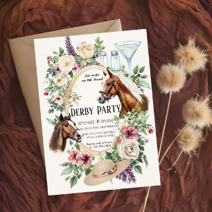 10th Annual Derby Party Invitation with Floral and