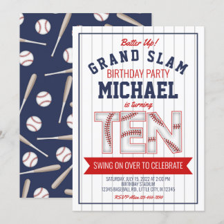10th Baseball Birthday Invitation