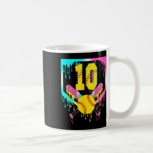 10th Bday Softll Home Plate Drip Ice Cream 10 Year Coffee Mug