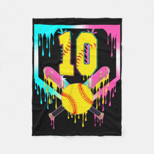 10th Bday Softll Home Plate Drip Ice Cream 10 Year Fleece Blanket