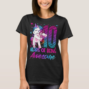 10th Birthday 10 Year Old Girl Flossing Unicorn P T-Shirt
