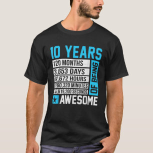 10th Birthday 10 Years of Being Awesome T-Shirt