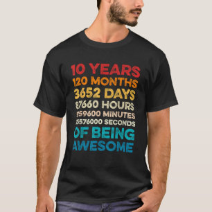 10th Birthday 10 Years of Being Awesome Vintage 10 T-Shirt