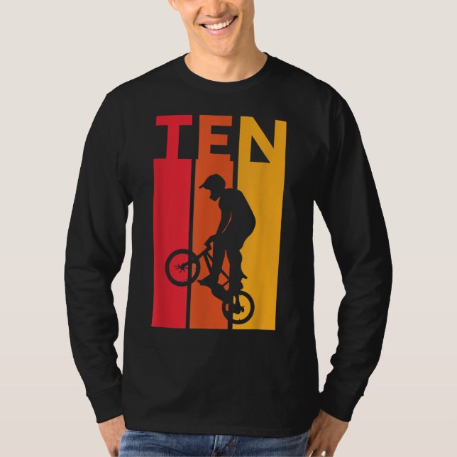 10th Birthday 10 Years Old Kids Bmx Bike Lover B-d T-Shirt (Front)